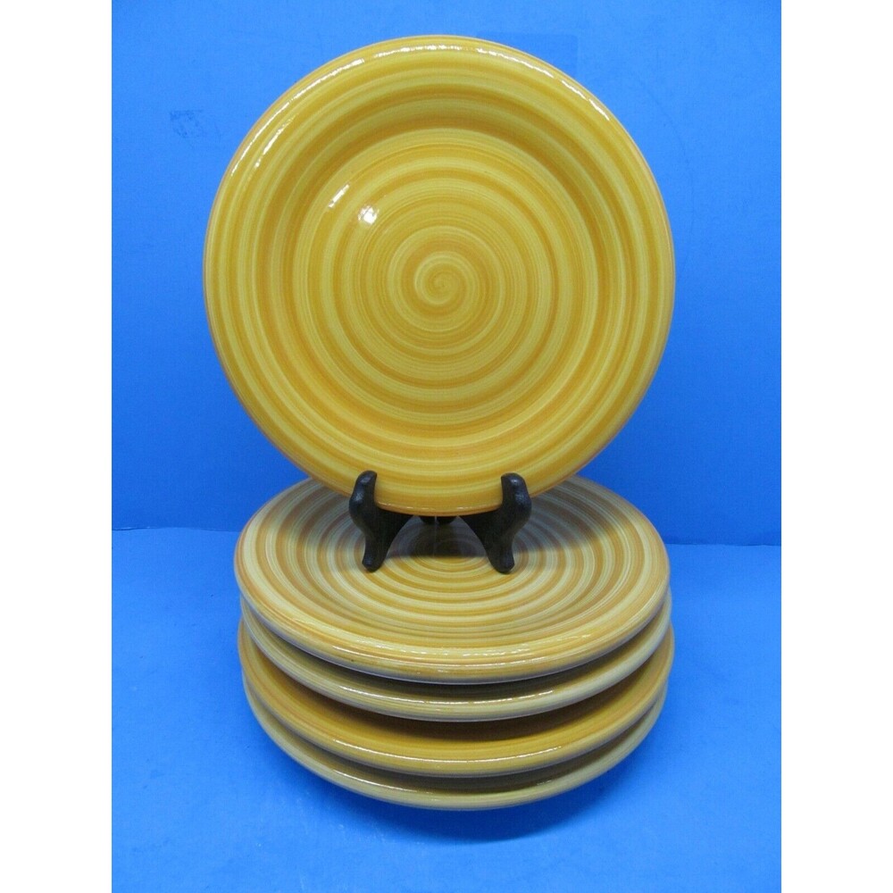 Colormate Spiral  Yellow Plates Light Use But Does Have Crazing Set Of 5 Plate